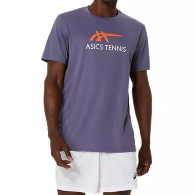 Asics Men Court Graphic Tee - Grayish Purple/Nova Orange