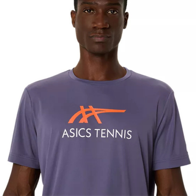 Asics Men Court Graphic Tee - Grayish Purple/Nova Orange