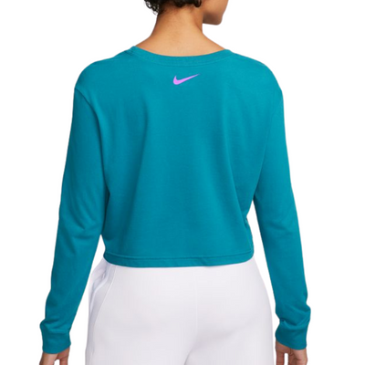 Nike Court Dri-Fit Slam Women Long-Sleeve Cropped Tennis Tee - Green Abyss