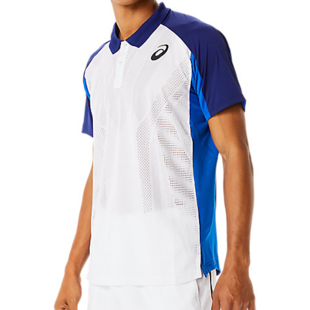 Asics Match ActiBreeze Men's Polo Shirt - Brilliant White/Dive Blue