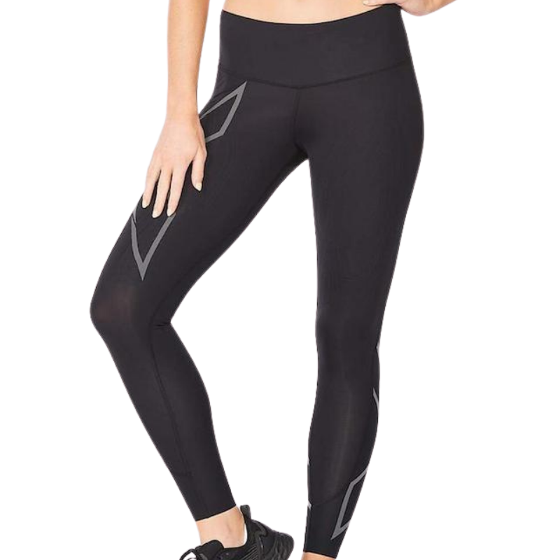 2XU Womens Light Speed Mid-Rise Comp Tight - Black/Black Reflective